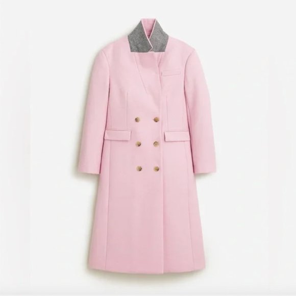 J. CREW Pink Orchid Double-breasted topcoat in Italian melton wool blend - Picture 2 of 9